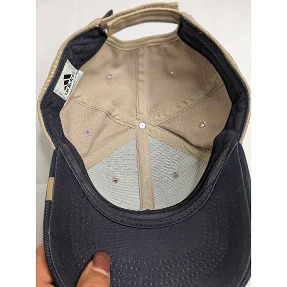 Vintage Adidas Khaki Black Adjustable Strapback Embroidered Logo Baseball Cap - Picture 8 of 10